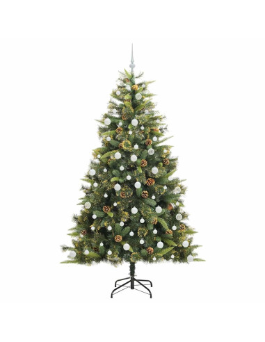 Albero di Natale artificiale pieghevole con coni Verde 210 cm