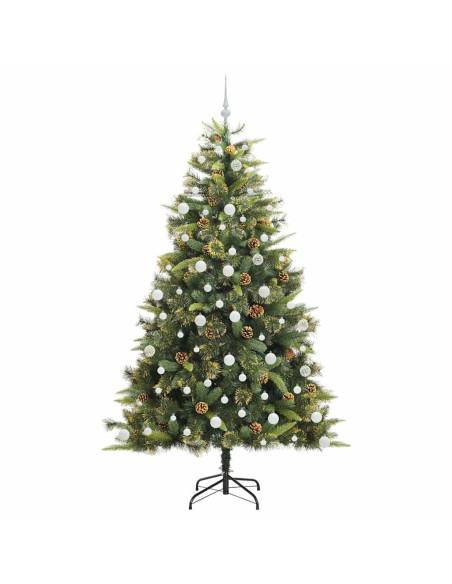 Albero di Natale artificiale pieghevole con coni Verde 210 cm