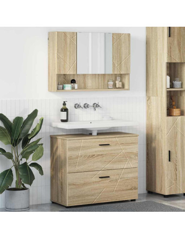 Set di mobili per il bagno con cassetto 2 pcs Rovere Sonoma