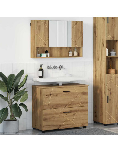 Set di mobili per il bagno 2 pz Rovere artigianale