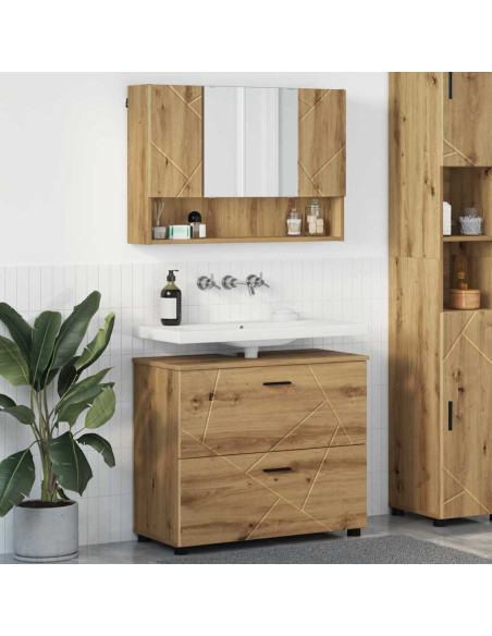 Set di mobili per il bagno 2 pz Rovere artigianale