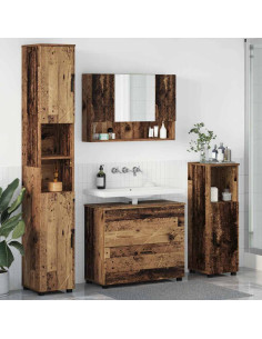 Set di mobili per il bagno con cassetto 4 pcs Legno vecchio