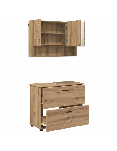 Set di mobili per il bagno 2 pz Rovere artigianale