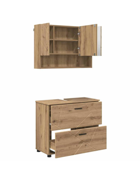 Set di mobili per il bagno 2 pz Rovere artigianale