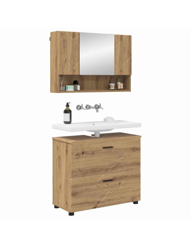 Set di mobili per il bagno 2 pz Rovere artigianale