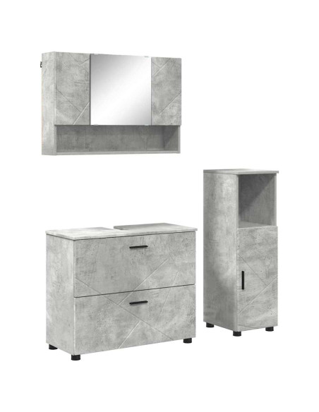 Set di mobili per il bagno con cassetto 3 pcs Grigio cemento