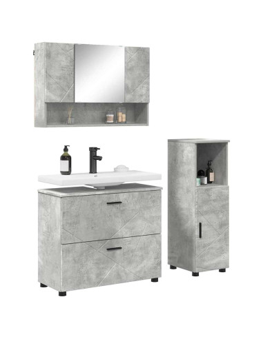 Set di mobili per il bagno con cassetto 3 pcs Grigio cemento
