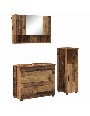 Set di mobili per il bagno con cassetto 3 pcs Legno vecchio