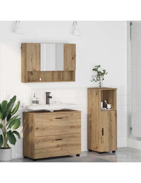 Set di mobili per il bagno 3 pz Rovere artigianale