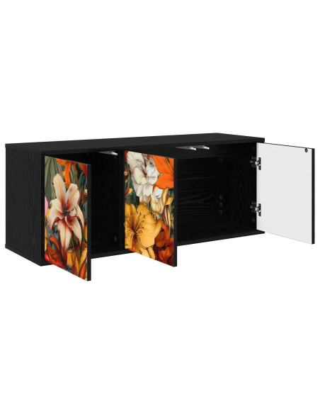 Mobile TV da Parete GENNEP 102 x 33 x 40 cm Rovere Nero