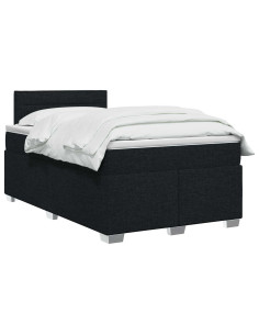 Letto con Box Spring, Materasso e LED Nero 120 x 200 cm Tessuto 2