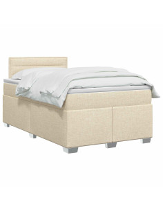 Letto con Box Spring, Materasso e LED Crema 120 x 200 cm 2