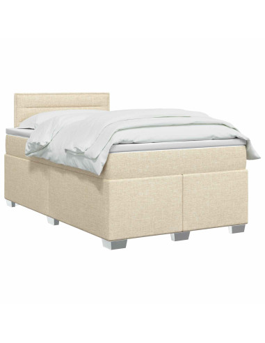 Letto con Box Spring, Materasso e LED Crema 120 x 200 cm