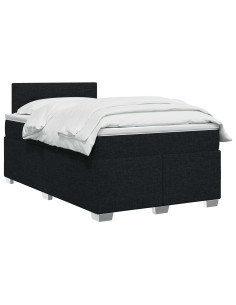 Letto con Box Spring, Materasso e LED Nero 120 x 200 cm Tessuto 2
