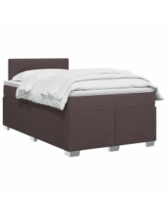Letto con Box Spring, Materasso e LED Marrone Scuro Tessuto 2