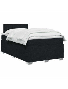 Letto con Box Spring, Materasso e LED Nero 120 x 200 cm Tessuto 2