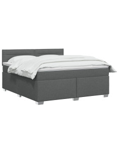Letto con Box Spring, Materasso e LED Grigio Scuro 140 x 190 cm 2