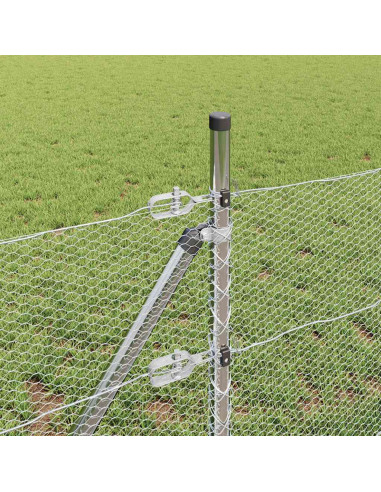 Fissaggio a terra esagonale per recinzione 100 x 0,6 m Argento