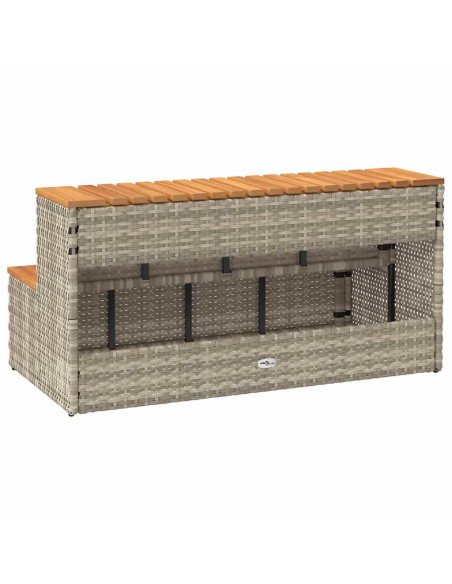 Bordo per Vasca Idromassaggio Grigio Polyrattan&Massello Acacia