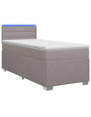 Letto con Box Spring, Materasso e LED Tortora 80 x 200 cm