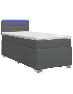 Letto con Box Spring, Materasso e LED Grigio Scuro 80 x 200 cm