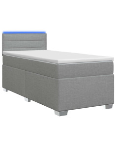Letto con Box Spring, Materasso e LED Grigio Chiaro 80 x 200 cm
