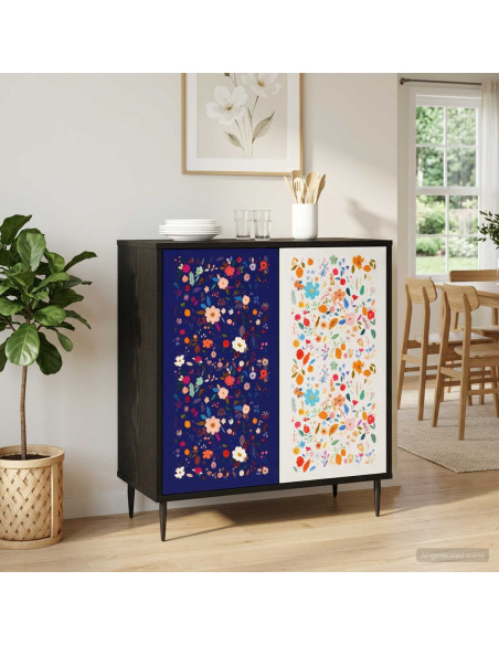 Credenza MAINZ Rovere Nero 69 x 33 x 76 cm Legno ingegnerizzato