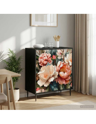 Credenza BORNE Rovere Nero 69 x 33 x 76 cm Legno ingegnerizzato