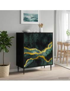 Credenza WIJHE Rovere Nero 69 x 33 x 76 cm Legno ingegnerizzato