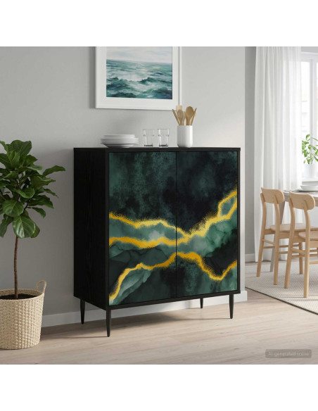 Credenza WIJHE Rovere Nero 69 x 33 x 76 cm Legno ingegnerizzato