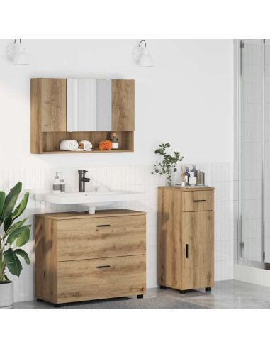 Set di mobili per il bagno 3 pz Rovere artigianale