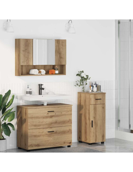 Set di mobili per il bagno 3 pz Rovere artigianale