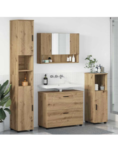Set di mobili per il bagno 4 pz Rovere artigianale