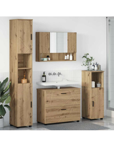 Set di mobili per il bagno 4 pz Rovere artigianale
