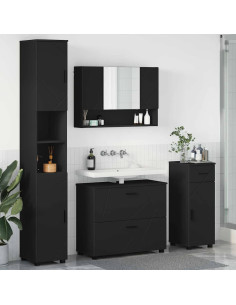 Set di mobili per il bagno con cassetto con porta 4 pcs Nero