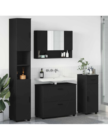 Set di mobili per il bagno con cassetto con porta 4 pcs Nero