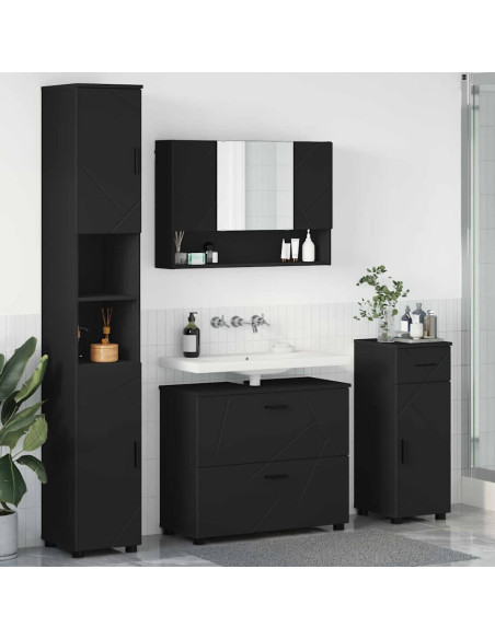 Set di mobili per il bagno con cassetto con porta 4 pcs Nero