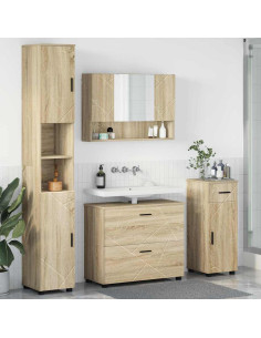 Set di mobili per il bagno con cassetto 4 pcs Rovere Sonoma
