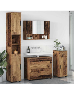 Set di mobili per il bagno con cassetto 4 pcs Legno vecchio