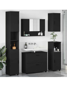 Set di mobili per il bagno con cassetto con porta 5 pcs Nero
