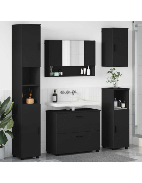 Set di mobili per il bagno con cassetto con porta 5 pcs Nero