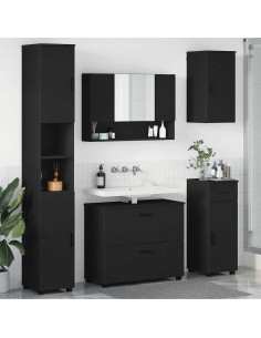 Set di mobili per il bagno con cassetto con porta 5 pcs Nero