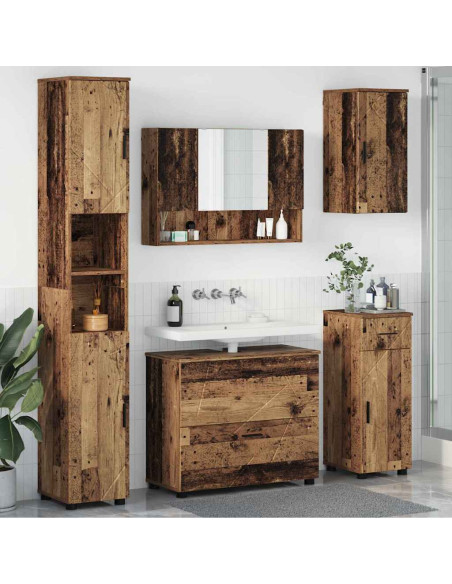 Set di mobili per il bagno con cassetto 5 pcs Legno vecchio