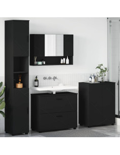 Set di mobili per il bagno con cassetto con porta 4 pcs Nero