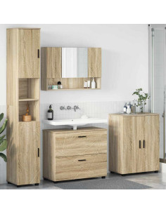 Set di mobili per il bagno con cassetto 4 pcs Rovere Sonoma