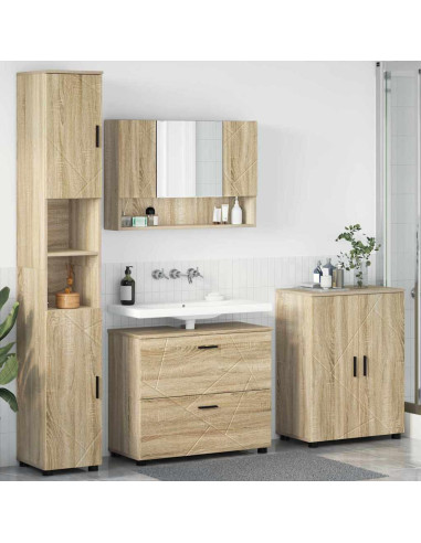 Set di mobili per il bagno con cassetto 4 pcs Rovere Sonoma