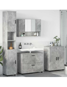 Set di mobili per il bagno con cassetto 4 pcs Grigio cemento