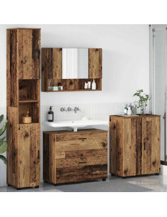 Set di mobili per il bagno con cassetto 4 pcs Legno vecchio