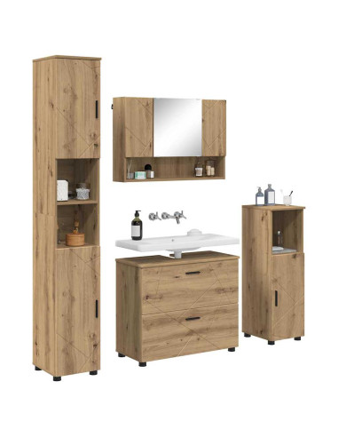 Set di mobili per il bagno 4 pz Rovere artigianale