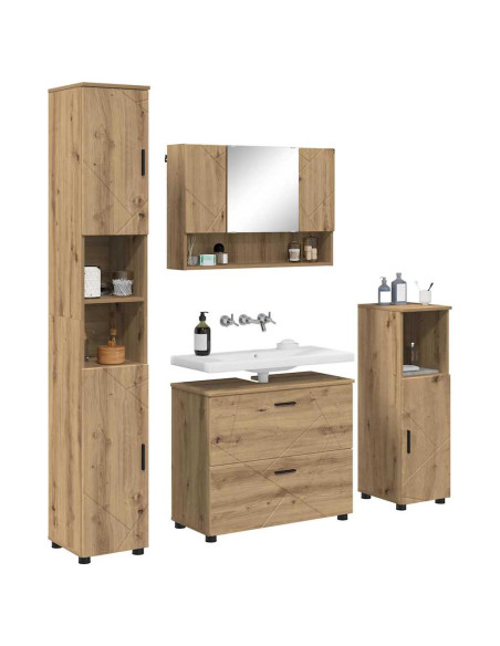 Set di mobili per il bagno 4 pz Rovere artigianale
